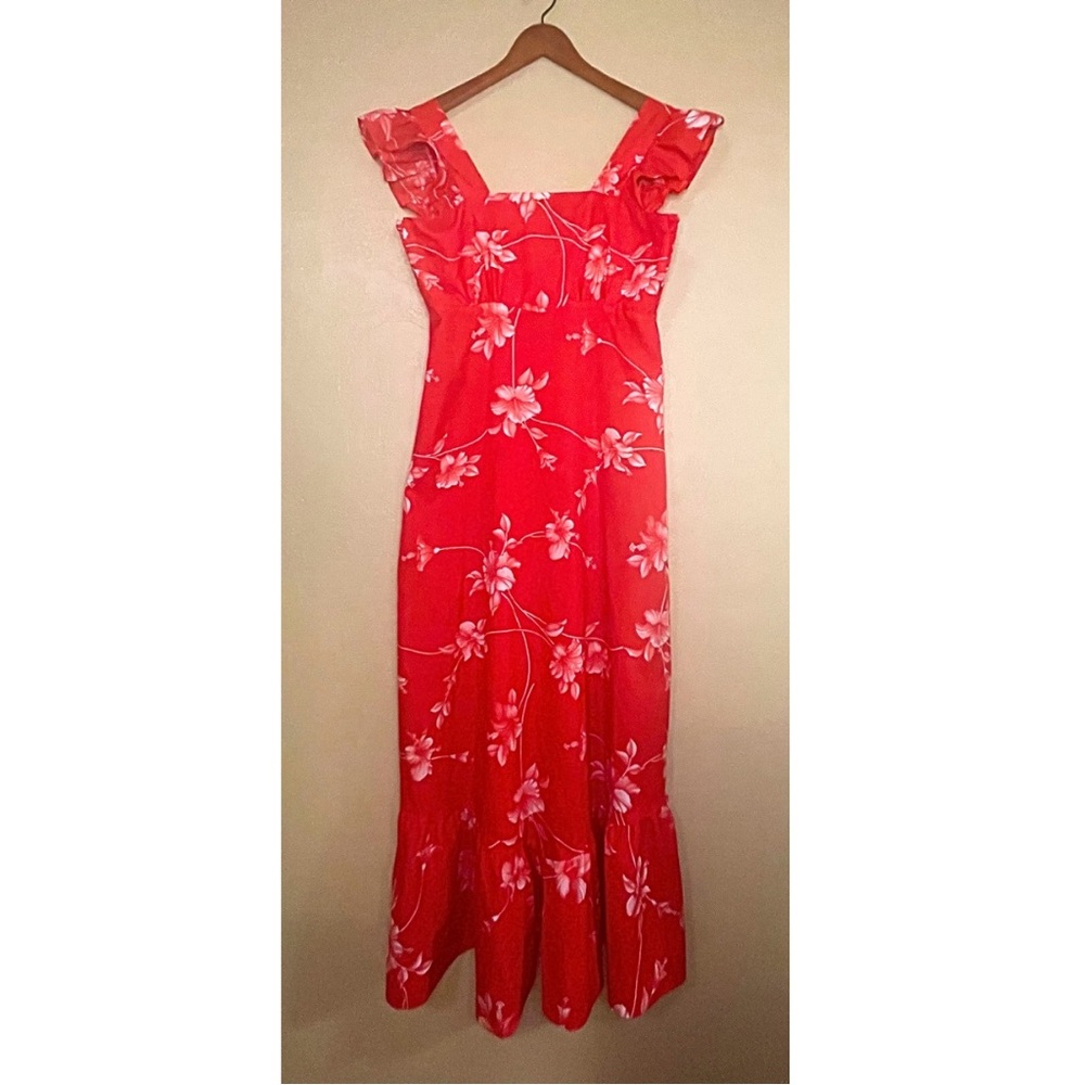 Vintage Red Hibiscus 1970s Royal Hawaiian Aloha Dress/Muumuu